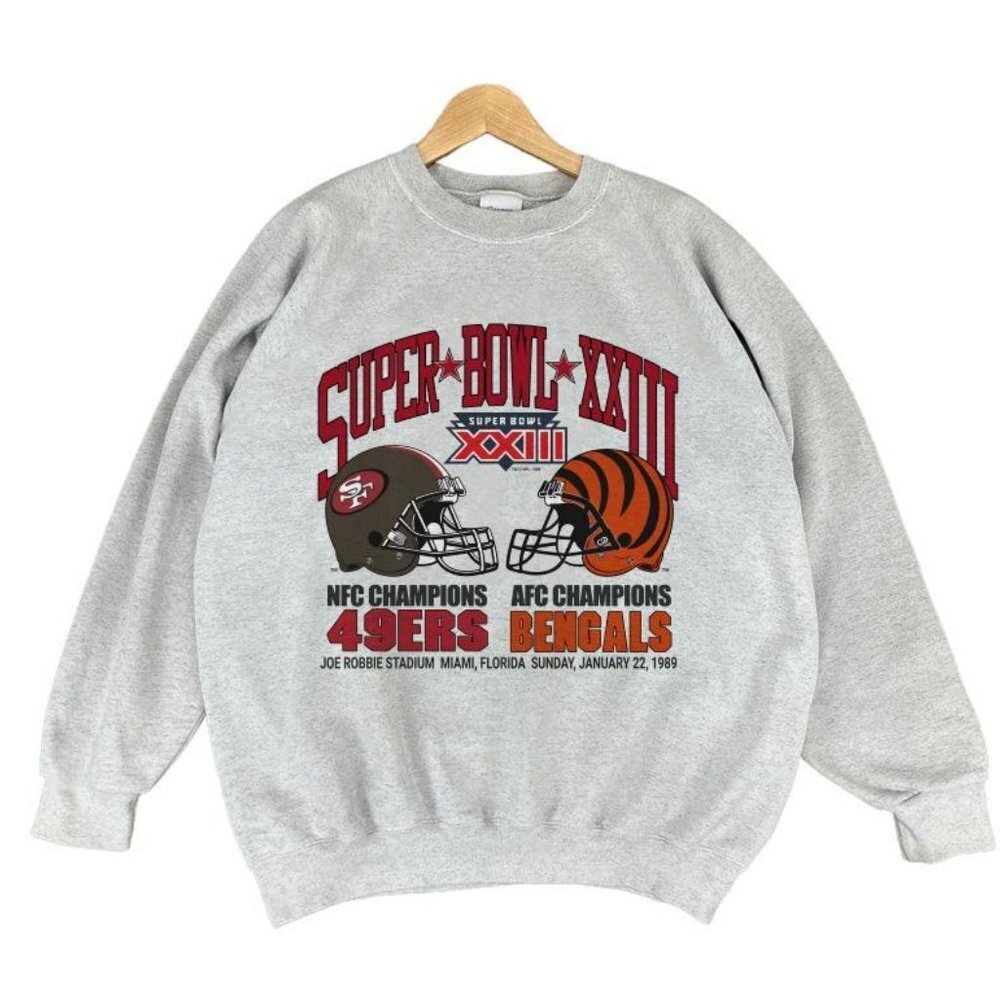 Bengals Vs 49ers Super Bowl XXIII Vintage NFL Graphic Crewneck Sweatshirt
